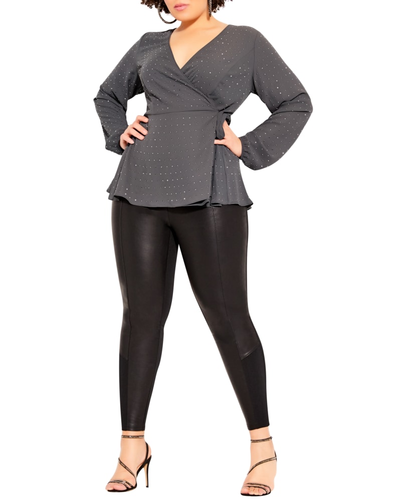 Front of a model wearing a size M TOP BLING FLIRT in Night Sky by City Chic. | dia_product_style_image_id:318046